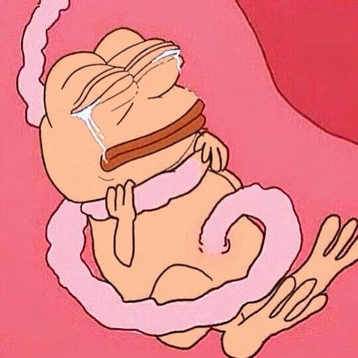 The original curled-up, teary character